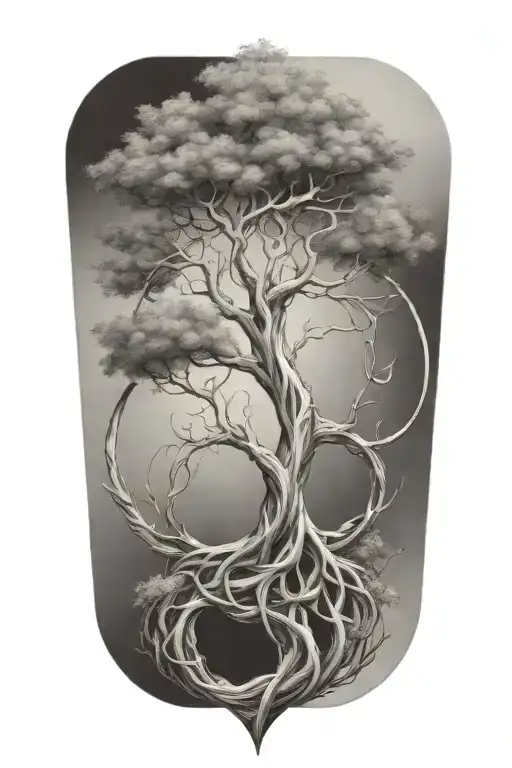 helix intertwined life tree tattoo design idea