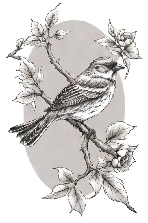 sparrow on a branch tattoo design idea