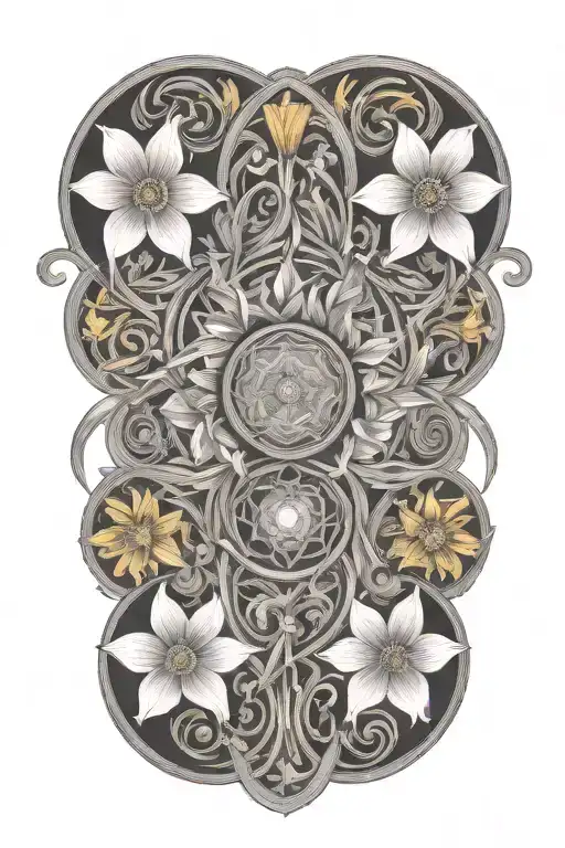 conceptual double helix daffodil camera lens family artist paintbrush tattoo design idea