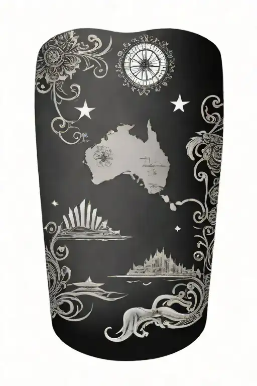 australia travel tatto leg sleeve tattoo design idea