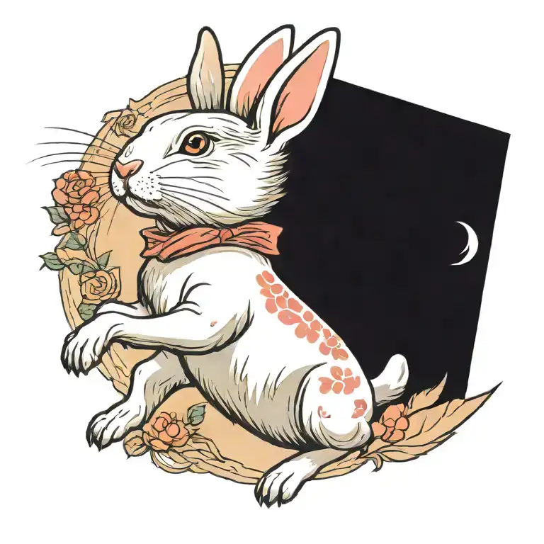rabbit running tattoo design idea