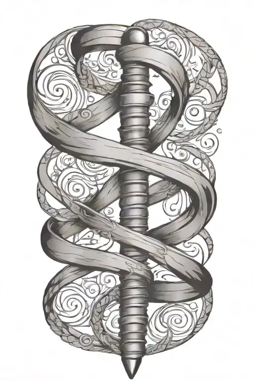 dna cancer awareness ribbon tied tattoo design idea