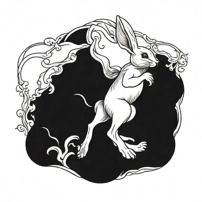 rabbit running tattoo design idea