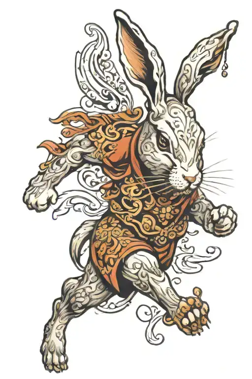 rabbit running freely tattoo design idea