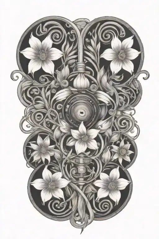 conceptual double helix daffodil camera lens family artist paintbrush tattoo design idea