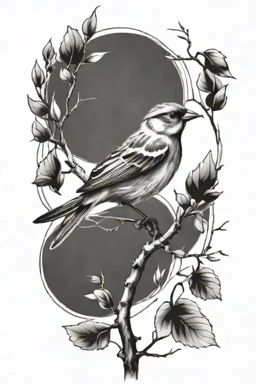 sparrow on a branch tattoo design idea