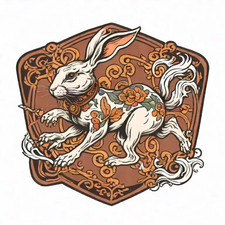 rabbit running tattoo design idea