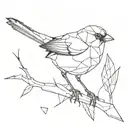 polygon sparrow perched tattoo design idea