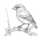 polygon sparrow perched tattoo design idea