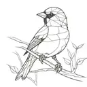 polygon sparrow perched tattoo design idea