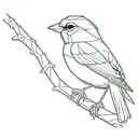 polygon sparrow perched tattoo design idea