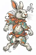 rabbit running freely tattoo design idea