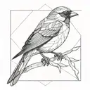 polygon sparrow perched tattoo design idea