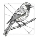 polygon sparrow perched tattoo design idea