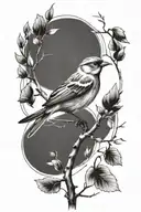 sparrow on a branch tattoo design idea