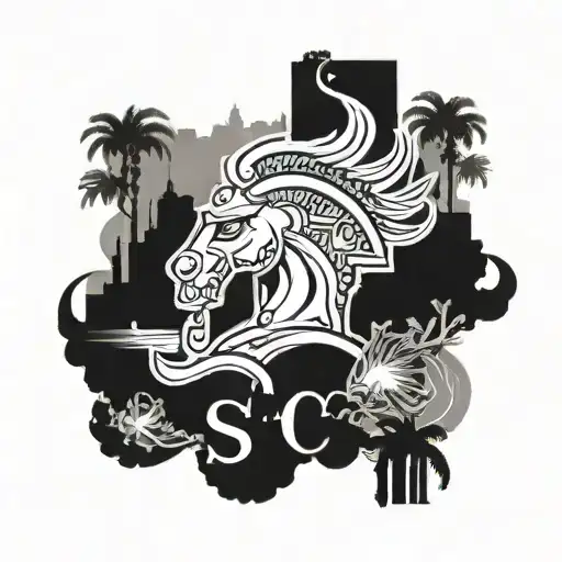 usc Trojan with San Francisco scenery tattoo design idea