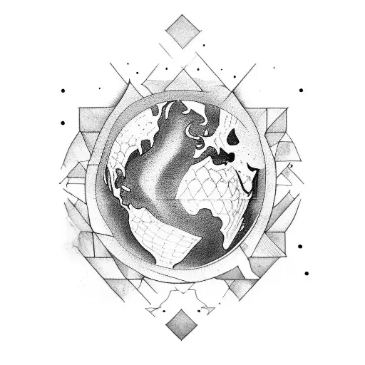 earth, water, fire, air between hands tattoo design idea
