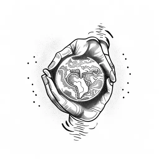hands controlling earth, water, fire, and air tattoo design idea