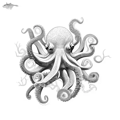 An intricate octopus intertwined with a coral reef tattoo design idea