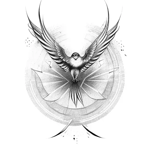 bird with da vinci style tattoo design idea