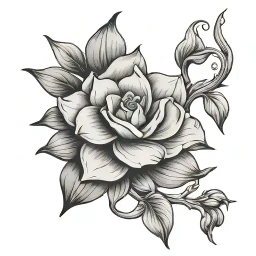 gardenia flower growing tattoo design idea