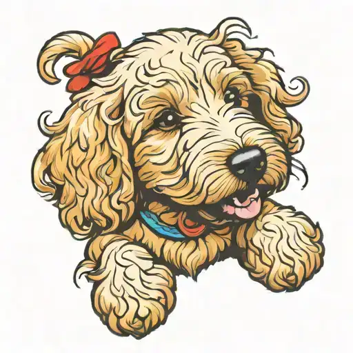 goldendoodle puppy smiling tattoo design idea