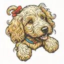 goldendoodle puppy smiling tattoo design idea
