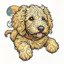 goldendoodle puppy smiling tattoo design idea
