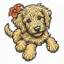 goldendoodle puppy smiling tattoo design idea
