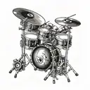 A realistic 3D drum set with a camera lens incorporated into the design tattoo design idea