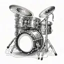A realistic 3D drum set with a camera lens incorporated into the design tattoo design idea
