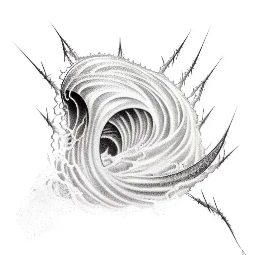 tidal wave with barbed wire tattoo design idea