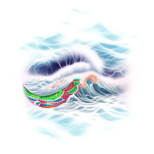 tidal wave with barbed wire tattoo design idea
