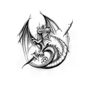 A mystical dragon surrounded by Nordic runes and symbols tattoo design idea