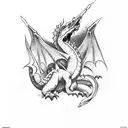 A mystical dragon surrounded by Nordic runes and symbols tattoo design idea