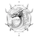 A mystical dragon surrounded by Nordic runes and symbols tattoo design idea