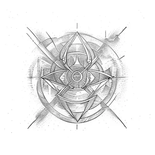 arrow with alchemy simbol tattoo design idea