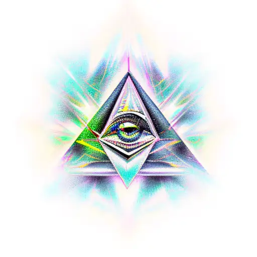 illuminati in crystal background tattoo design idea