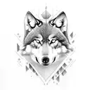 A captivating tattoo featuring a wolf and a hawk in a dotwork style, symbolizing strength and freedom tattoo design idea