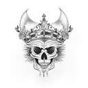 A unique tattoo featuring a skull wearing a crown of roses, surrounded by an assortment of animals including a wolf, bear, hawk, and owl, all in blackwork style tattoo design idea