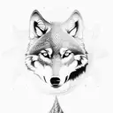 A captivating tattoo featuring a wolf and a hawk in a dotwork style, symbolizing strength and freedom tattoo design idea