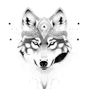 A captivating tattoo featuring a wolf and a hawk in a dotwork style, symbolizing strength and freedom tattoo design idea