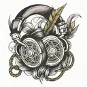 frayed headphone chord tattoo design idea