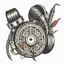 frayed headphone chord tattoo design idea