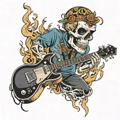 Skull and electric guitar tattoo design idea