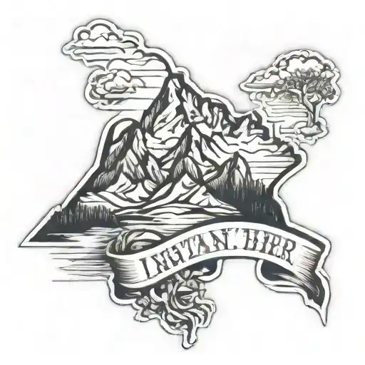outline of mountains with "Montani semper liberi" written underneath tattoo design idea