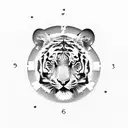 clock with tiger eye tattoo design idea