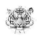clock with tiger eye tattoo design idea