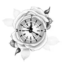 clock and roses tattoo design idea