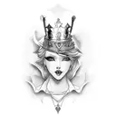 lesbian queen of hearts tattoo design idea